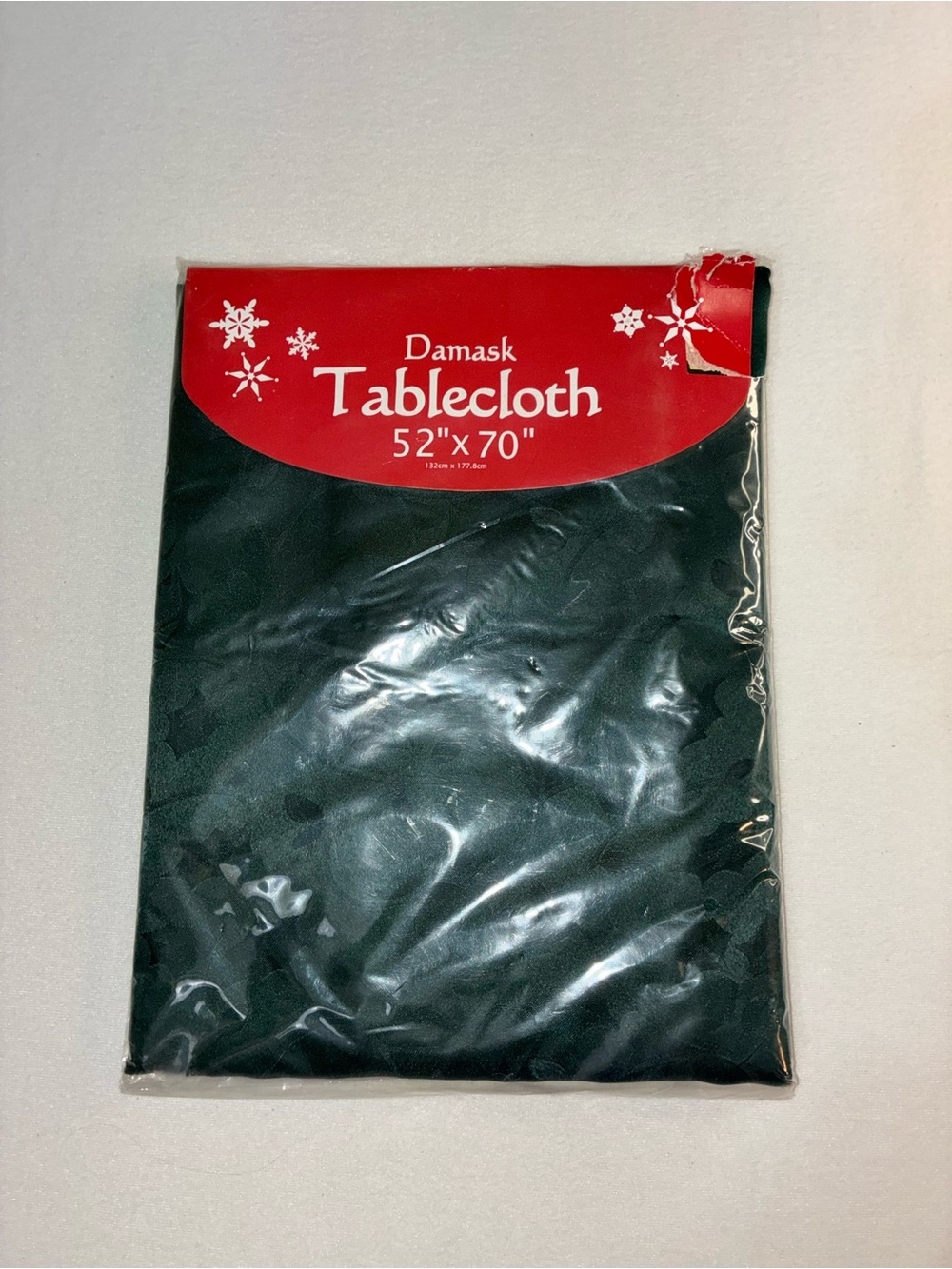 Vintage New Green Damask Poinsettia Tablecloth 52x70